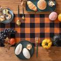 13x108inch Black and Orange Plaid Table Runner,for Party Home Decor