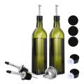 [2 Pieces] 17 Ounces Glass Olive Oil Dispenser Bottle Set Dark Green