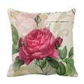 Vintage Floral/flower Flax Pillow Case Cushion Cover(rose Flower)