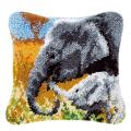 Latch Hook Kits Cushion Cover Pillowcase Embroidery Elephants