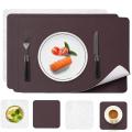 Placemats Leather and Coasters, Double-sided Pu Mats (brown/white)