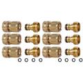 Garden Hose Connect Solid Brass Quick Connector 3/4 Inch Ght (6 Sets)