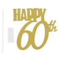 1pc Gold Happy 60th Topper Glitter Silhouette Wedding Cake Topper