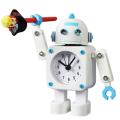 Metal Child Boy Learning Cartoon Robot Mute Small Alarm Clock White