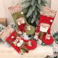 3 Pcs Christmas Stocking Santa Claus Candy Sock Xmas Tree Decor Bag