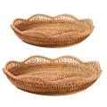 Hand-woven Rattan Storage Basket Fruit Basket S-23x5.5cm