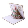 Greeting Cards Paper 3d Pop Up Laser Cut Cake with Envelope Gold