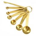7pcs/set Measuring Spoon Stainless Steel Measuring Cup Coffee Gold