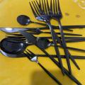 Stainless Steel Cutlery Black Spoon Fork Knife Set Of Household