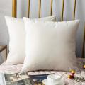 Set Of 2 Milky White Velvet Square Throw Pillow Covers 18x18 Inch