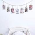 2pcs Wall Hanging Photo Frame with 7 Wood Clips for Home Decoration