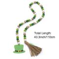 St. Patrick's Day Wood Beads Garland, Rustic Tassels Farmhouse, C