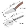 10 Inch Round Metal Pizza Peel with Cutter Wheel & Shovel 3 Pack