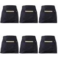 6 Pack Black Waist Aprons with 3 Pockets - Half Aprons 24 X 12 Inch