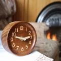 Wooden Desk & Table Analog Clock Made Of Genuine Pine(dark)