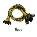 8pcs Pcie 6pin to 8pin(6+2) Male to Male Pci-e Power Cable for Gpu