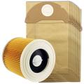 For Karcher Wet&dry Wd2 Vacuum Cleaner Filter and 10x Dust Bags