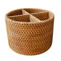 Hand-woven Rattan Wicker Basket 4 Compartment Storage Boxes M