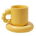 Fashion Ceramic Creative Coffee Cup with Tray Home Decor Yellow