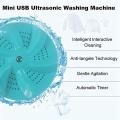 Mini Turbo Washing Machine, Ultrasonic Washer for Home Travel,blue