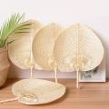4pcs Chinese Style Handmade Straw Fan Hand-woven Palm Leaf Fans