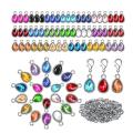 160pcs Birthstone Charms Beads Pendants and Lobster Claw Clasp Set, B