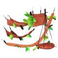 5pcs Leaf Wood Design Small Animal Hammock Channel Ropeway Swing