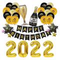 New Years Eve Party Decoration Set, Banner, 2022 Foil Balloons B