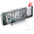 Digital Alarm Clock with Fm Radio Led Mirror Screen Alarm Clock-white