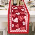 Valentines Day Table Runner 108 Inch Long, Red Heart Table Runner