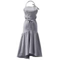 Cotton/linen Blend Tie Apron Women's Dress Girl (gray, Adjustable)