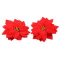 Artificial Flowers Red Velvet Poinsettia for Christmas Tree (24 Pcs)