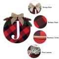 Joy Sign Christmas Wreaths Decorations for Front Door, Buffalo Plaid
