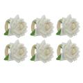 6pcs Rose Flower Napkin Rings,dinner Tables Decoration (white)