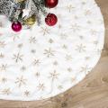 White Christmas Tree Skirt Polyester Ornament for Home Scene Decor-e