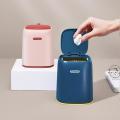 Mini Small Waste Bin Desktop Trash Can Plastic Dustbin -dark Blue