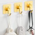 4pcs Towel Hooks Adhesive Wall Mounted Aluminum Hooks (gold)