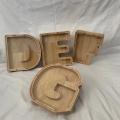 Wooden Piggy Bank Personalized Letters Coin Bank Wooden Money Box - J