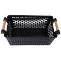 Plastic Desktop Rectangular Bathroom Storage Box Bath Basket Black