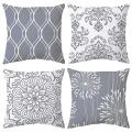 4pcs Grey Decorative Throw Pillow Covers for Sofa Couch