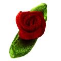 100x Ribbon Rose Flower Leaf Decor Applique Sewing Diy Red