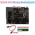 B250c Btc Mining Motherboard+ddr4 8g 2666mhz Ram+sata Cable