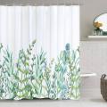 Shower Curtain with 12 Hooks Children Bathtub, 180x180cm White Green