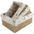 3 Pack Woven Storage Basket, with Removable Liner Home Decoration