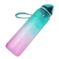 1000ml Water Bottle with Time &straw Large Wide Mouth Leakproof C