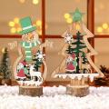 4 Pcs Mini Christmas Trees Wooden Assembled Table Top Decorations
