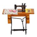 Vintage Miniature Sewing Machine with Cloth for 1/12 Scale Dollhouse Decoration