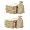 25 Pcs 5.9 Inch X 8 Inch Linen Burlap Bags with Jute Drawstring