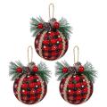 Christmas Lattice Ball Ornaments, Buffalo with Pine Cones and Belt