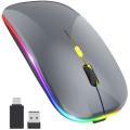 Led Wireless Mouse,with Usb & Type-c Receiver, for Laptop(gray)